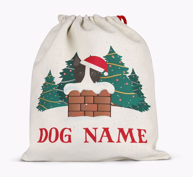 Peeking Dog with Santa Hat: Personalized {breedFullName} Santa Sack 